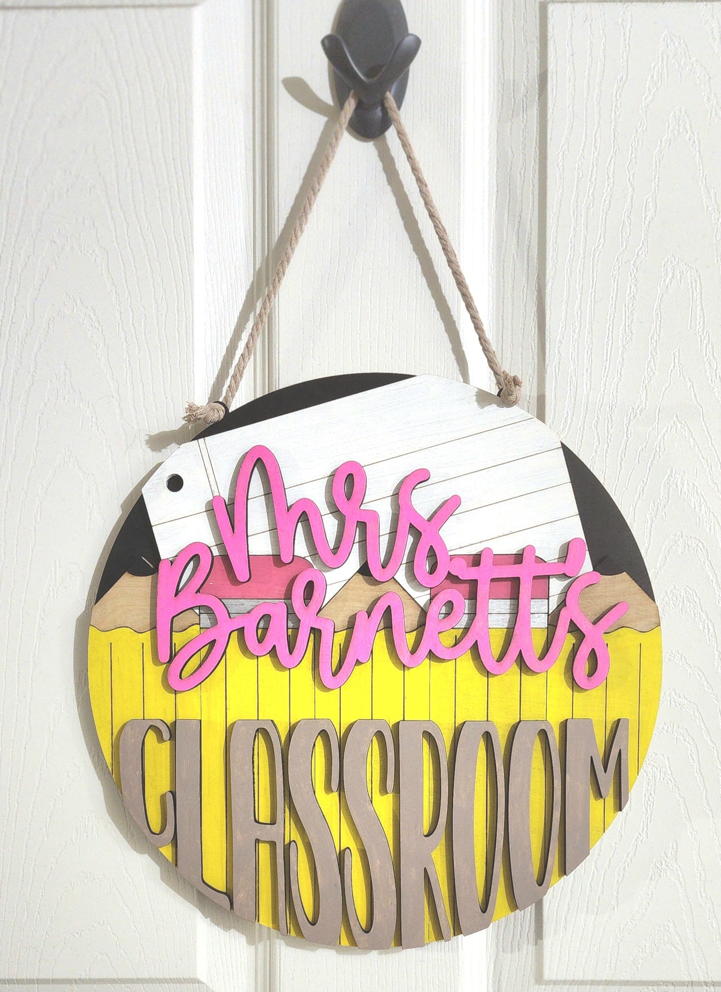 Pencil/Paper Teacher Classroom Sign Round